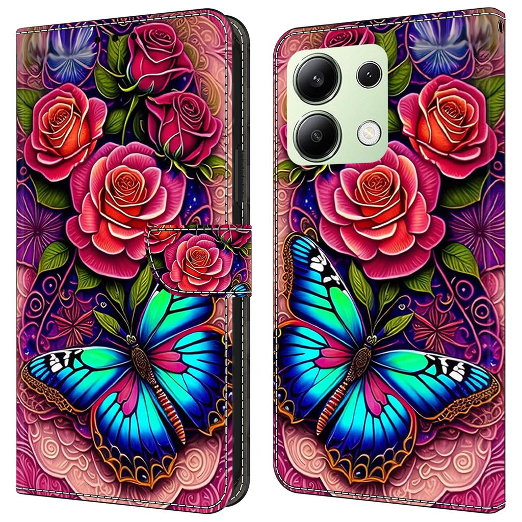 Для Xiaomi Redmi Note 13 4G кожаный чехол с принтом и бумажником-подставкой для телефона