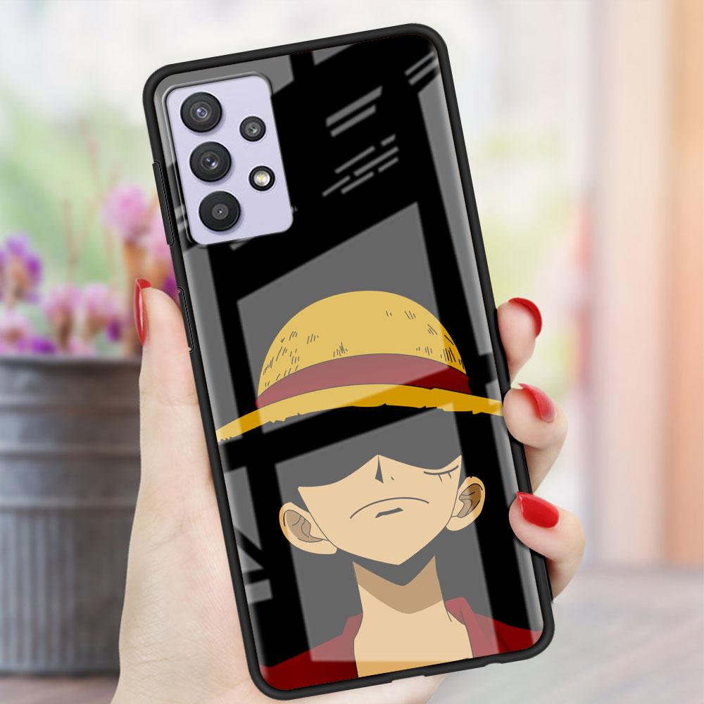 Аниме черный стеклянный чехол для Samsung Galaxy A52 A71 A50 A51 A70 A21s A31 A72 A10 A12 A30 A22 5G чехол для телефона