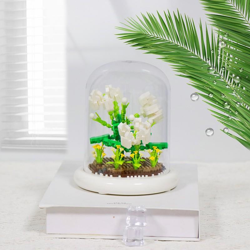Букет Вечных Цветов Бонсай Комнатное Растение Модель Микро Строительные Блоки Украшение для Дома Головоломка Игрушки Детские Подарки на День Рождения Рождество