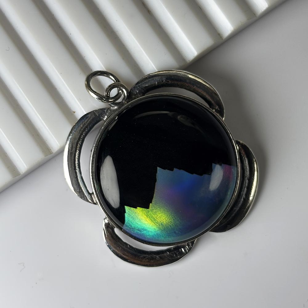 Natural Opal Pendant 56 ct Round Cut 925 Sterling Silver October Birthstone for Gem Collections