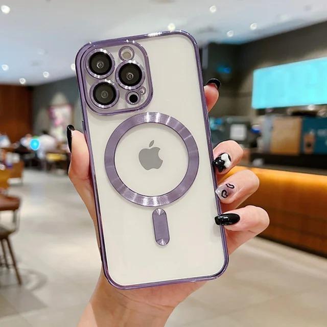 Модный Мягкий Чехол с Покрытием для iPhone 16 15 14 13 12 11 Pro Max Plus Чехол Совместимый для Magsafe Магнитной Беспроводной Зарядки Чехол