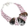 Mud Crack Fossil, Kunzite Gemstone 925 Sterling Silver Jewelry Necklace 18"