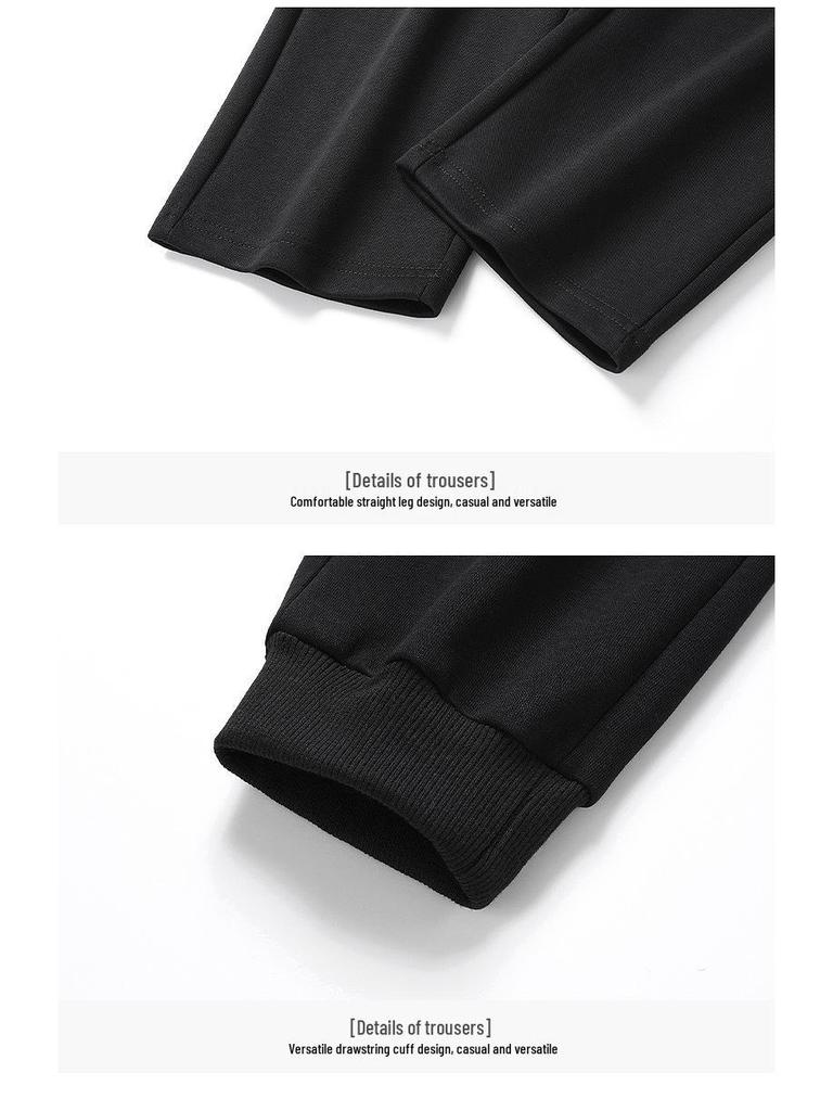 Мужской хлопковый спортивный костюм: Свитшот и кардиган с воротником-стойкой на весну/осень, повседневный свободный крой, комплект из двух предметов для среднего и пожилого возраста