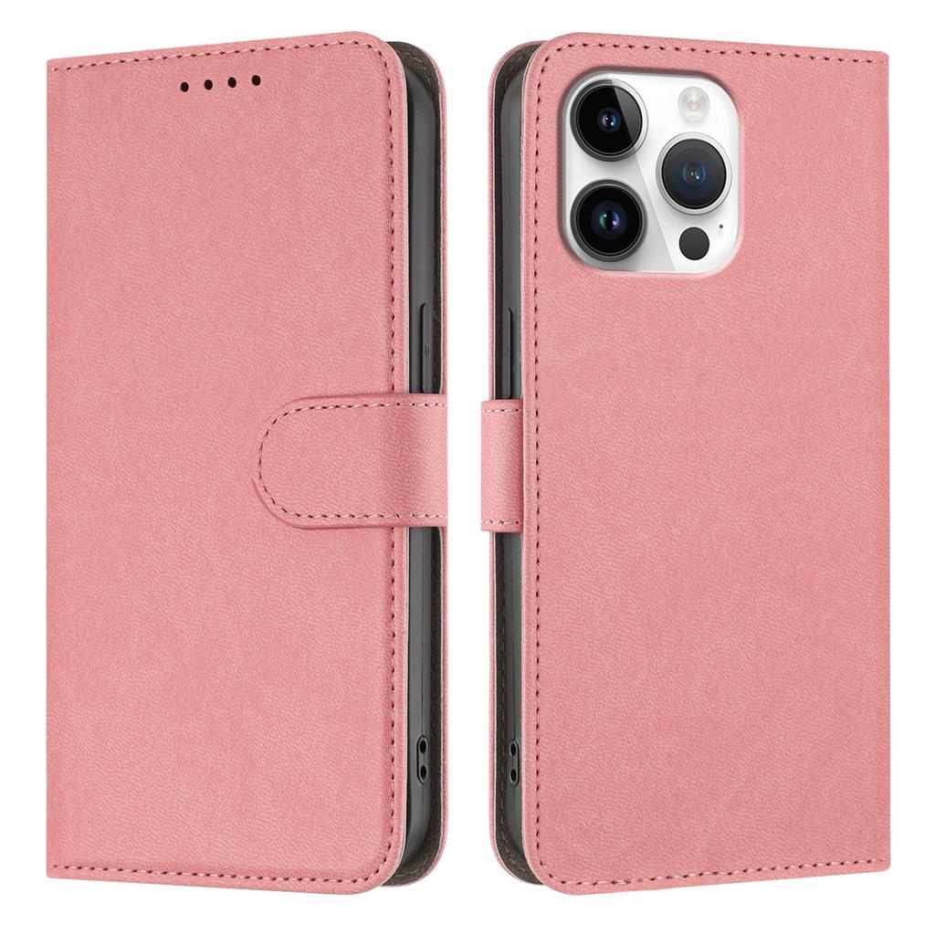 For iPhone 16 Pro Max Leather Case Solid Color Phone Cover with Wallet