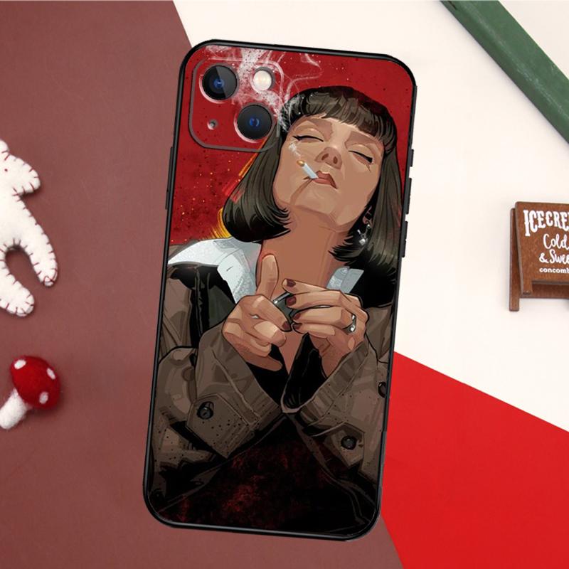 Чехол Mia Pulp Fiction для iPhone 17 Pro Max 16 15 14 13 11 12 Pro Max mini 15 16 Plus 16e 17 Air Задняя крышка