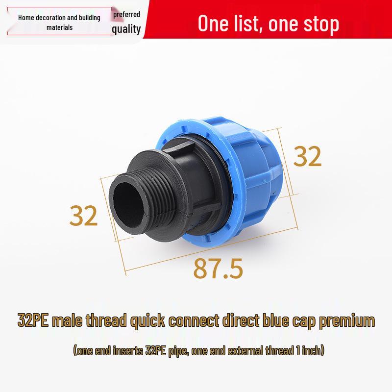 PE Direct Quick Connect Male & Female Thread Repair Joint 20-25mm Plumbing Fittings for Tap Water Pipes