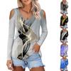 Women's Shirt Blouse Fashion Casual V Neck Print Sexy Off-the-shoulder Long Sleeve Tops