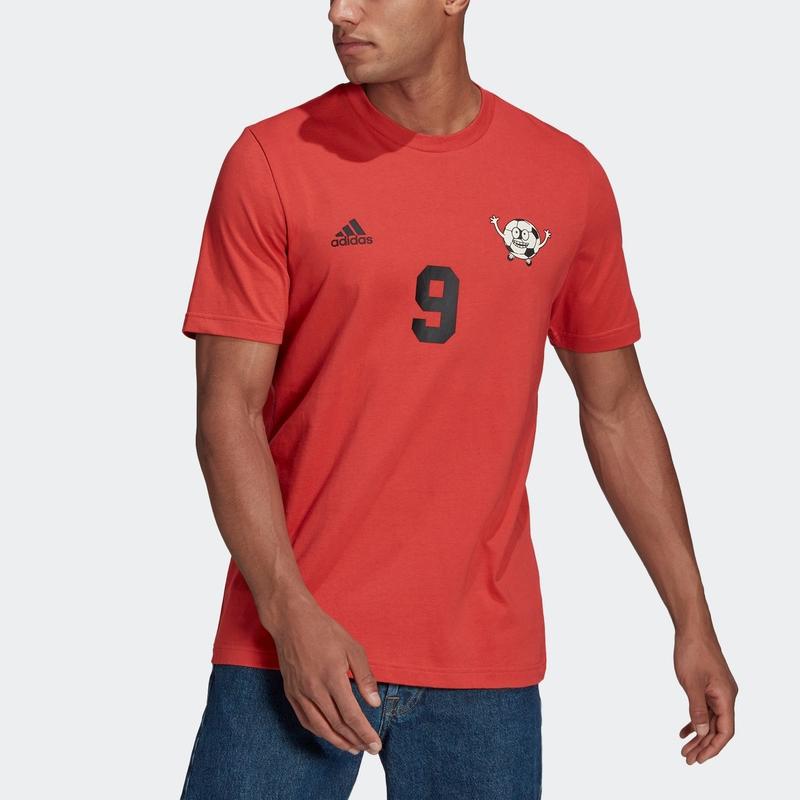 Adidas Футболка Lil Number T Soccer Training со спортивным принтом и короткими рукавами, мужские топы, ярко-розовые флуоресцентные GN6892