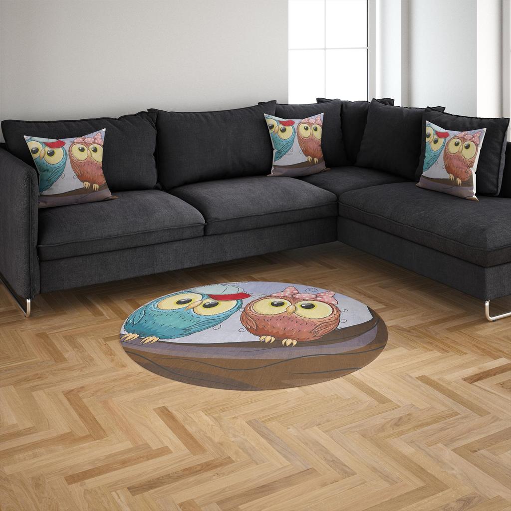 Декоративный хлопковый тканый ковер с рисунком совы, современный, тонкий, моющийся устойчивый к пятнам трендовый тканый напольный ковер для комнаты