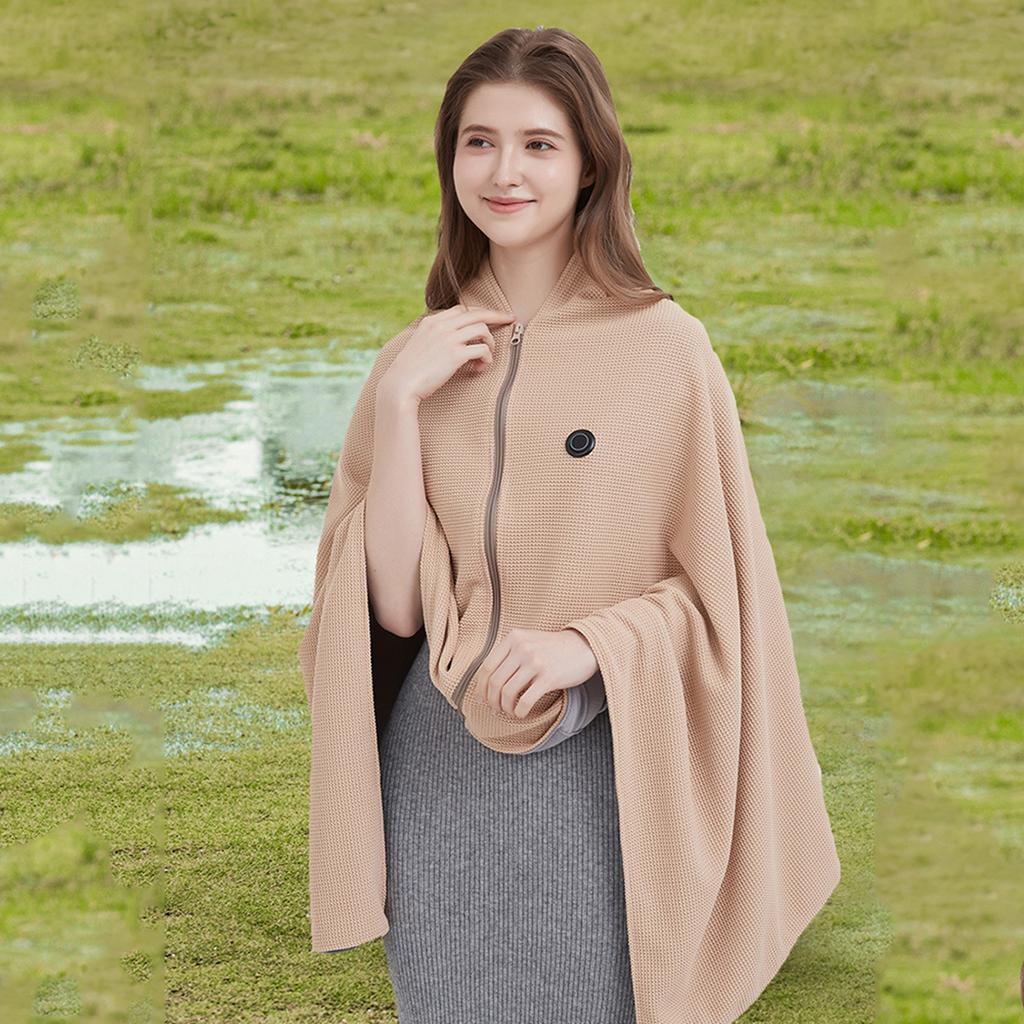 Wearable Electric Heated Blanket with 3 Heating Levels USB Heating Blanket Soft Zipper Heated Blanket Shawl Winter Warmer Scarf