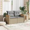VidaXL Canapé de jardin avec coussins 2 places beige résine tressée 366109
