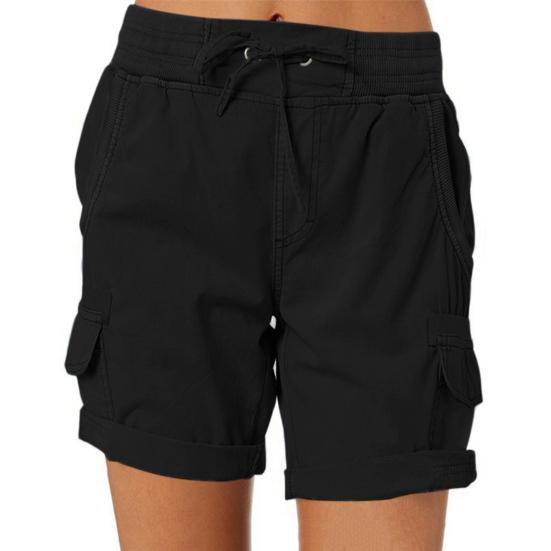 Женские шорты с высокой посадкой, регулируемым шнурком, карго с карманами, однотонные, летние повседневные шорты для ежедневной носки