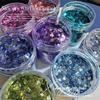 Handmade Hemp Material Laser Mixed Sequin Nail Accessories, 12-Color Set
