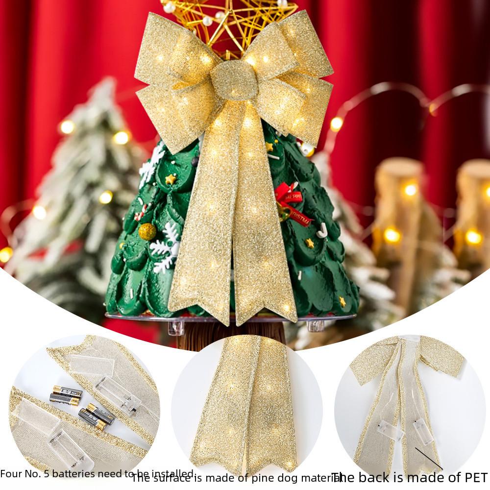 Большой светящийся рождественский бант, декоративное настенное украшение, светодиодная подсветка для праздничного настроения