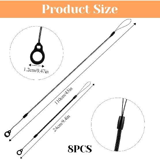 8 PCS Pen Leash, Pen Leash for Clipboard with Silicone Rings, Elastic Lanyard Tether, Anti-Lose Pens Chain for Tethering Stylus to Touchscreen