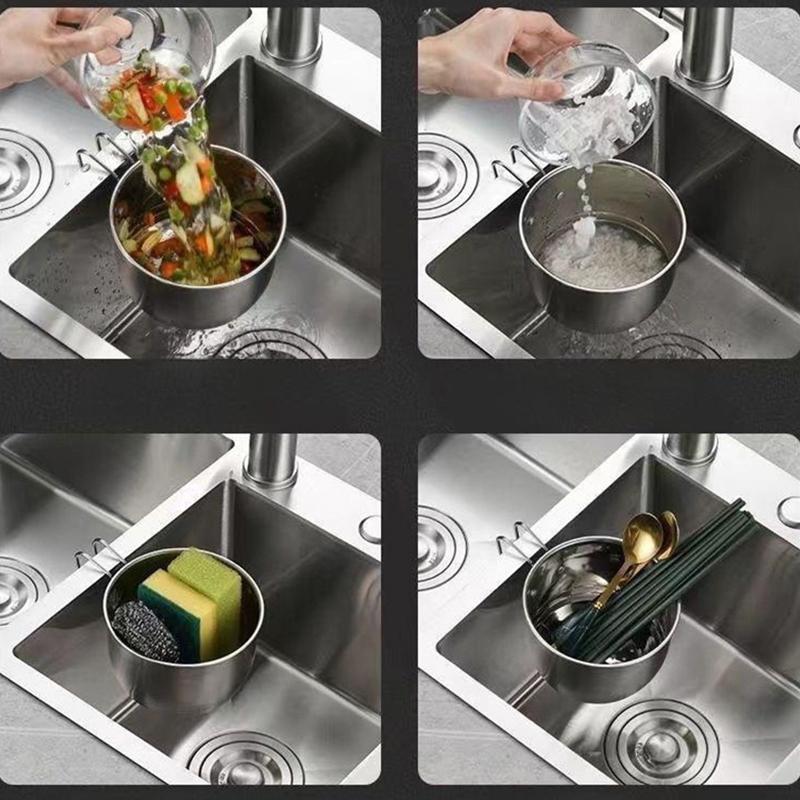 Vegetable Fruit Colander For Filter Kitchen Waste Stainless Steel Sink Drain Strainer Basket Multifunction Kitchen Food Catcher6