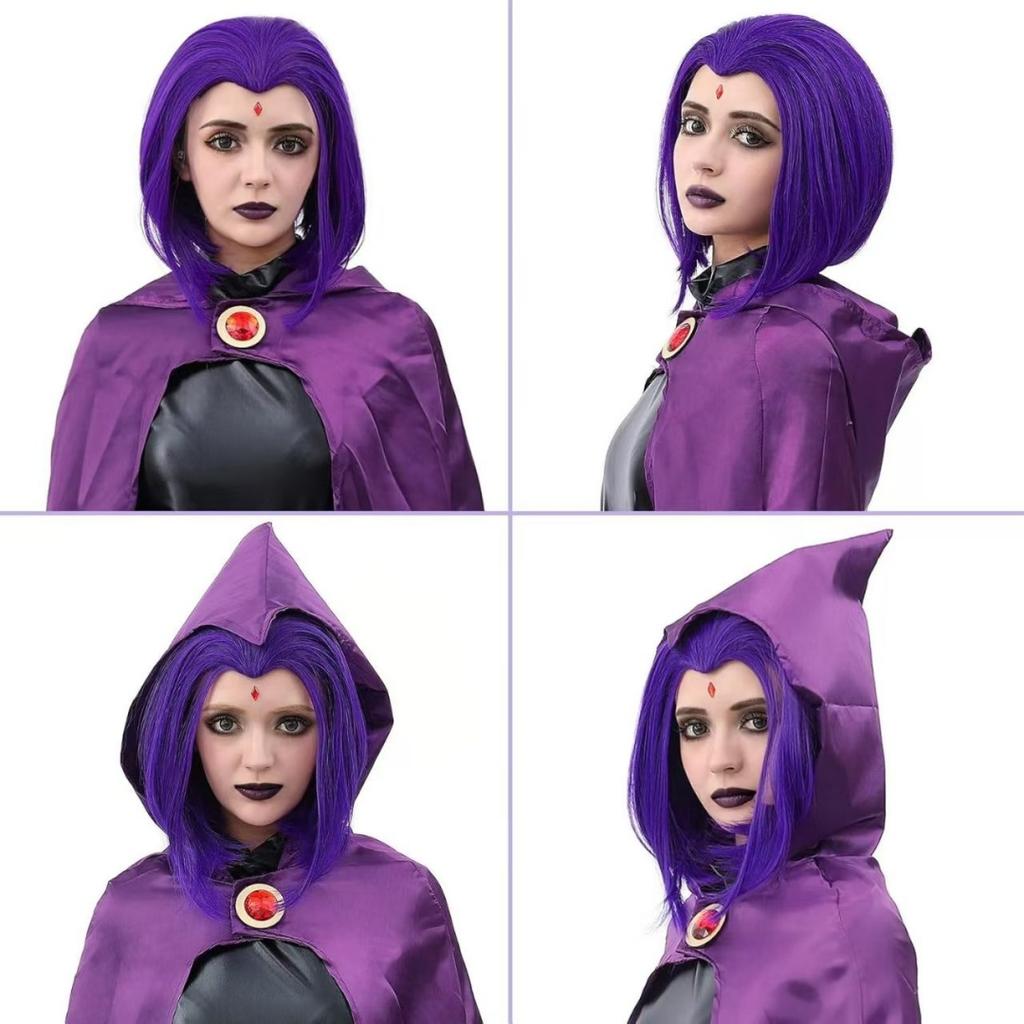Костюм для косплея Raven из Teen Titans, женский костюм, боевое тело Magic Girl, комплект с фиолетовым плащом с капюшоном