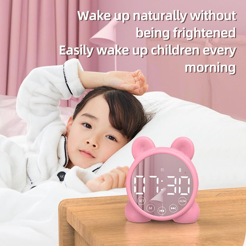 Speaker Mirror Led Bluetooth Clock Cute Alarm Clock Radio Card Multifunction Bluetooth Speaker Portable Fm Radio For Student Children Gift