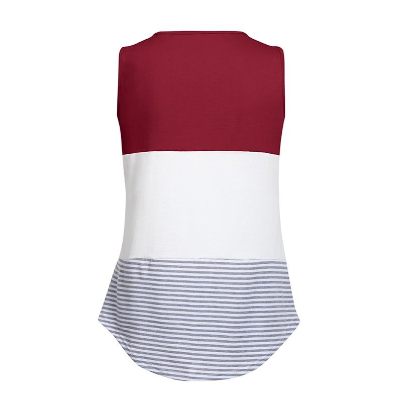 Женская удобная рубашка для беременных и кормящих мам в полоску без рукавов с круглым вырезом, рубашка для беременных