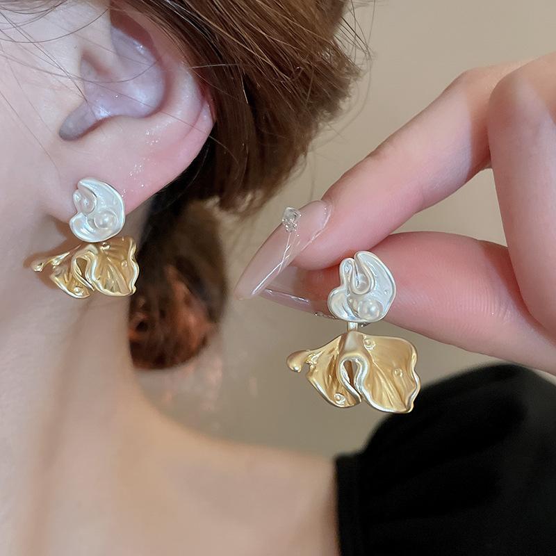 Silver Needle Super Fairy Elegant Bow Flower Stud Earrings French Light Luxury Earrings Literary Style Sweet Versatile Earrings