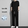 Летний спортивный костюм для мужчин Ice Silk 2023 года: Быстросохнущая рубашка с коротким рукавом и брюки