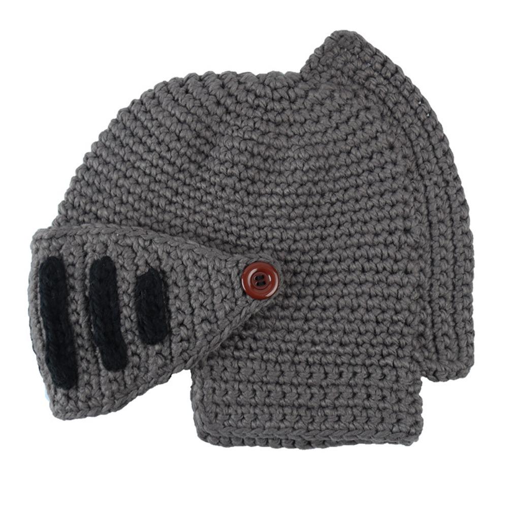 Playful Knight helmet Hat with Mask Funny Headgear Soft Knitted Roman Knight Cap Skiing