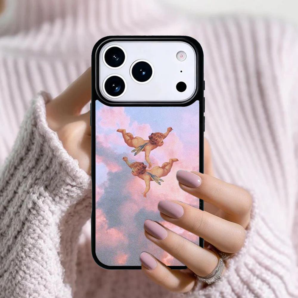 Эстетичный Чехол для Телефона с Ангелочками для Apple iPhone 17 Air 16E 15 14 Plus 13 12 11 Pro Max Mini Funda Cover