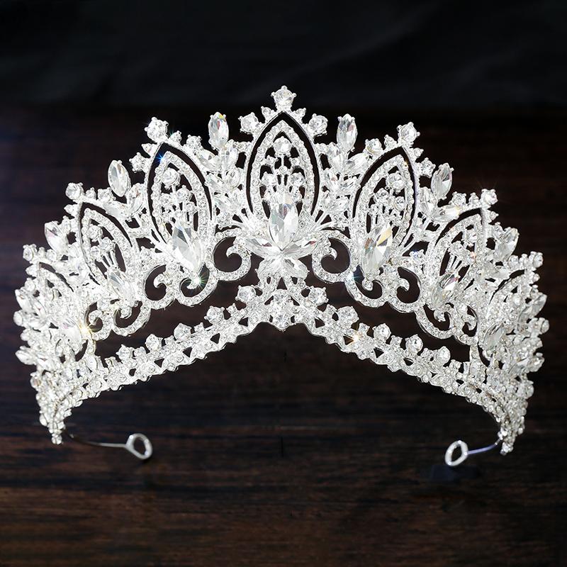 Королевская Королева AB Зеленая Корона Большая Диадема Корона для Женщин Свадебная Вечеринка Корона Украшение для Волос Ювелирные Аксессуары