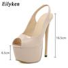 Eilyken Женские туфли-лодочки на очень высоком каблуке для подиума и выпускного вечера, дизайнерские сандалии, пикантные женские туфли-мюли для зачистки на массивной платформе с открытым носком