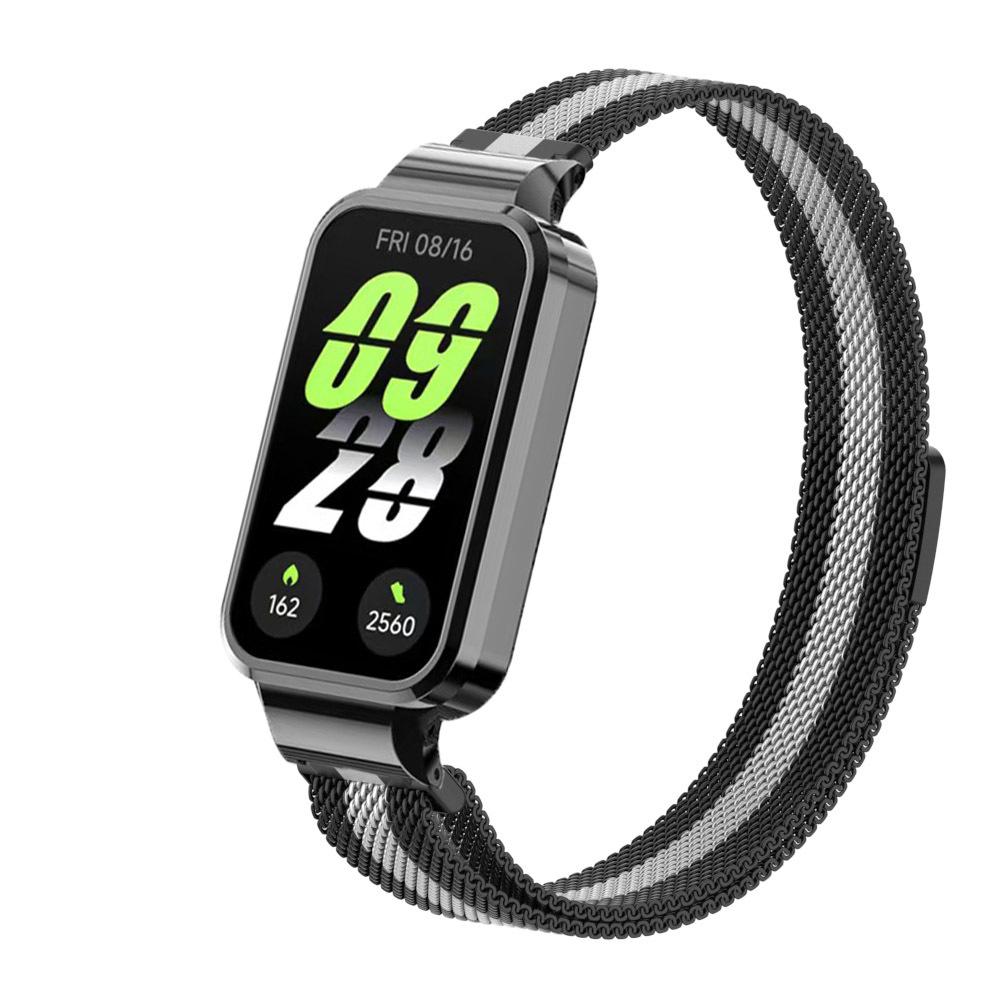 Миланский ремешок для Xiaomi Smart Band 9 Active с металлическим защитным чехлом-бампером, магнитный браслет-петля для Redmi band 3Watch