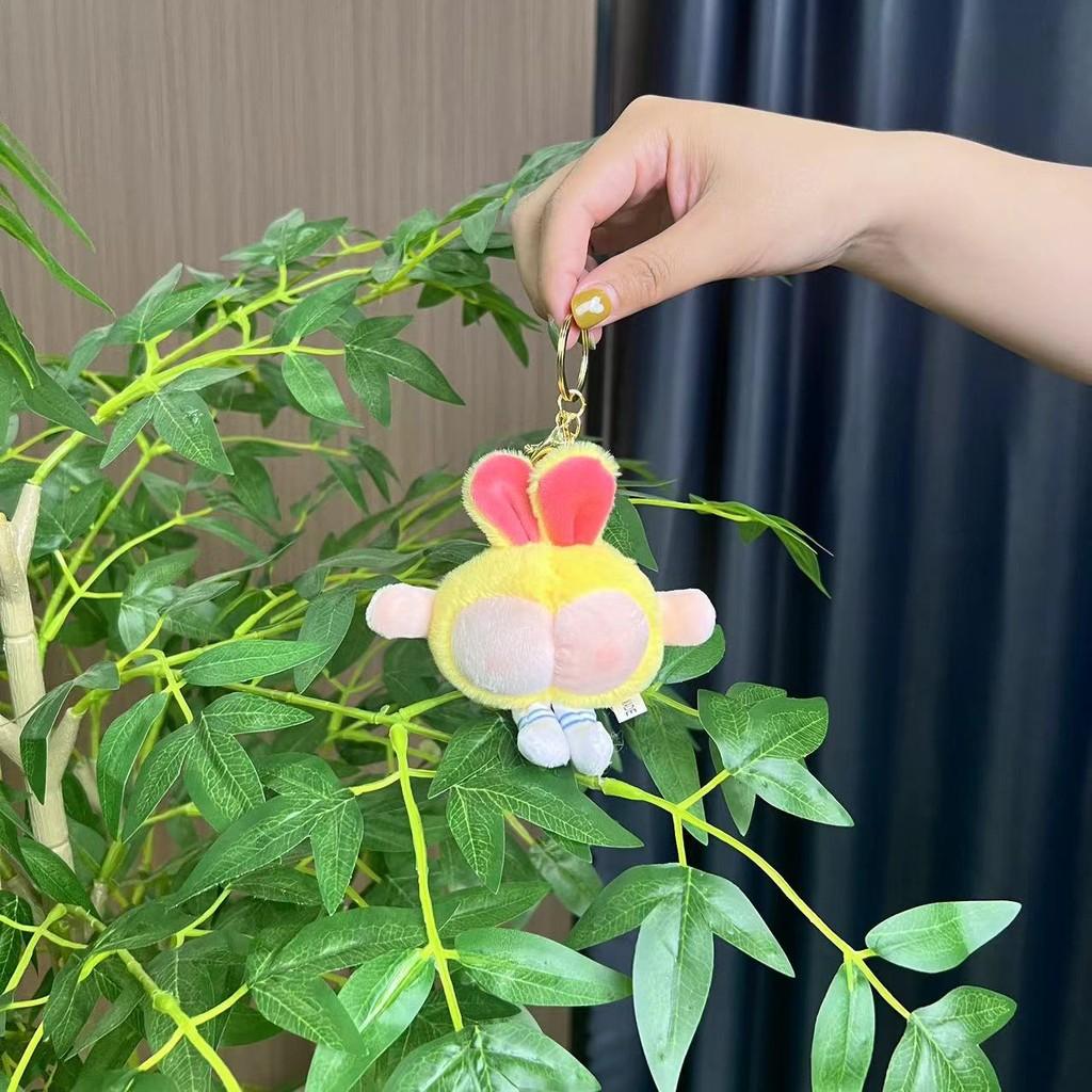 Персиковый Пушистый Плюшевый Брелок в Виде Заячьих Ушек Милый Дизайн Собаки Забавный Аксессуар Для Сумок
