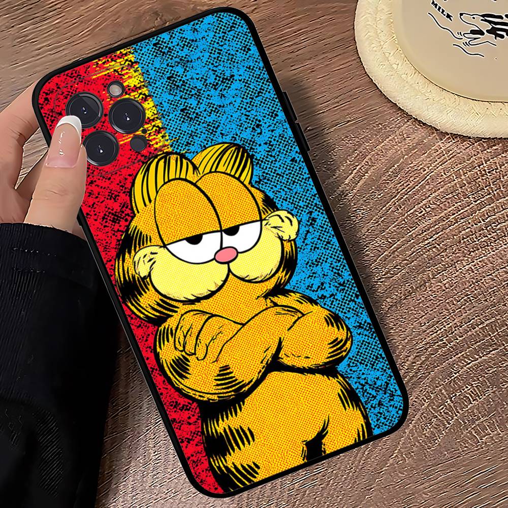 Милый Аниме Кот Гарфилд Чехол для Телефона для iPhone 12 11 13 14 15 16 17 Pro Max Plus Mini Чехол