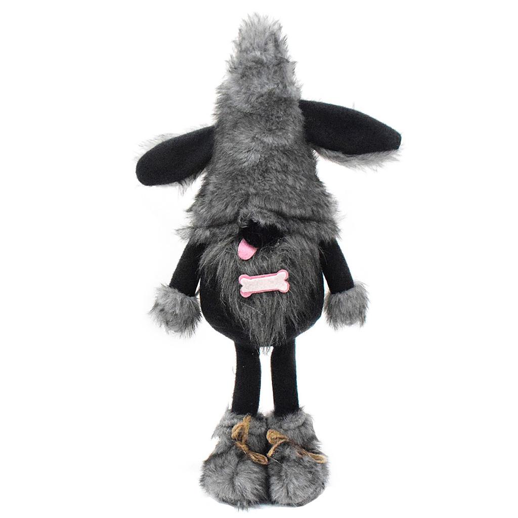 Милая черная собачка-гоблин, безликая кукла, украшение в виде собаки-гнома с высунутым языком