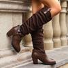 Outer Single Autumn and Winter Classic Round Head Large Size Zipper Versatile High Women's Boots