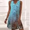Женское повседневное модное свободное пляжное платье без рукавов с v-образным вырезом в богемном стиле