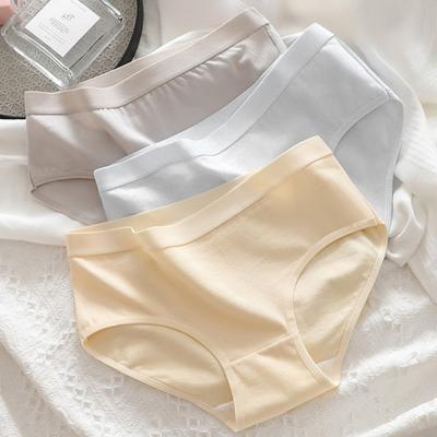 Женское хлопковое нижнее белье, эластичные трусы средней талии, женские бесшовные трусики с полным покрытием