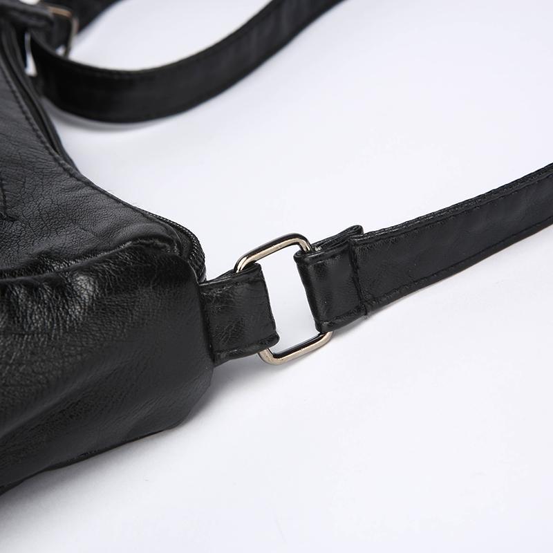 Женская сумка через плечо из мягкой кожи с несколькими отделениями и карманами