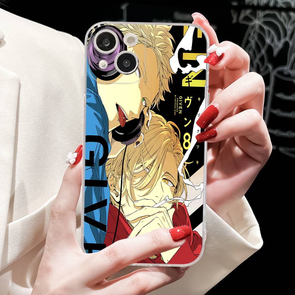 Японский мультфильм Given Прозрачный чехол для телефона для iPhone 17 Air 16 Pro Max 15 14 13 12 11Plus Ударопрочный чехол