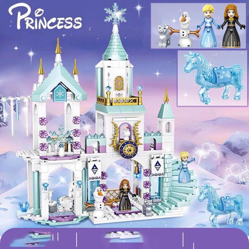 Frozen Dream Princess Elsa Ice Castle Princess Magic Castle Set Building Blocks Gift Toys