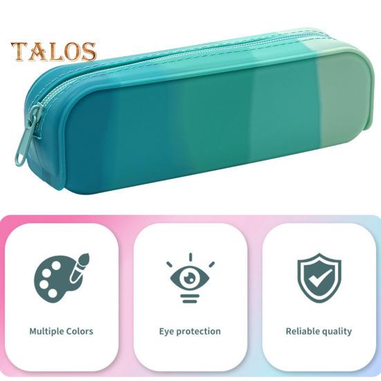Silicone Pencil Case Gradient Color Pencil Bag Zipper Closure Lightweight Pencil Pouch Stationery Organizer