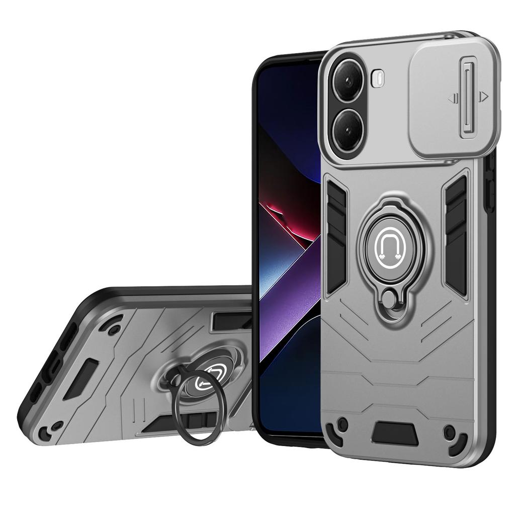 Чехол для Xiaomi Poco X7 Pro 5G/Redmi Turbo 4 5G Slide Camshield Подставка PC+TPU Чехол для телефона