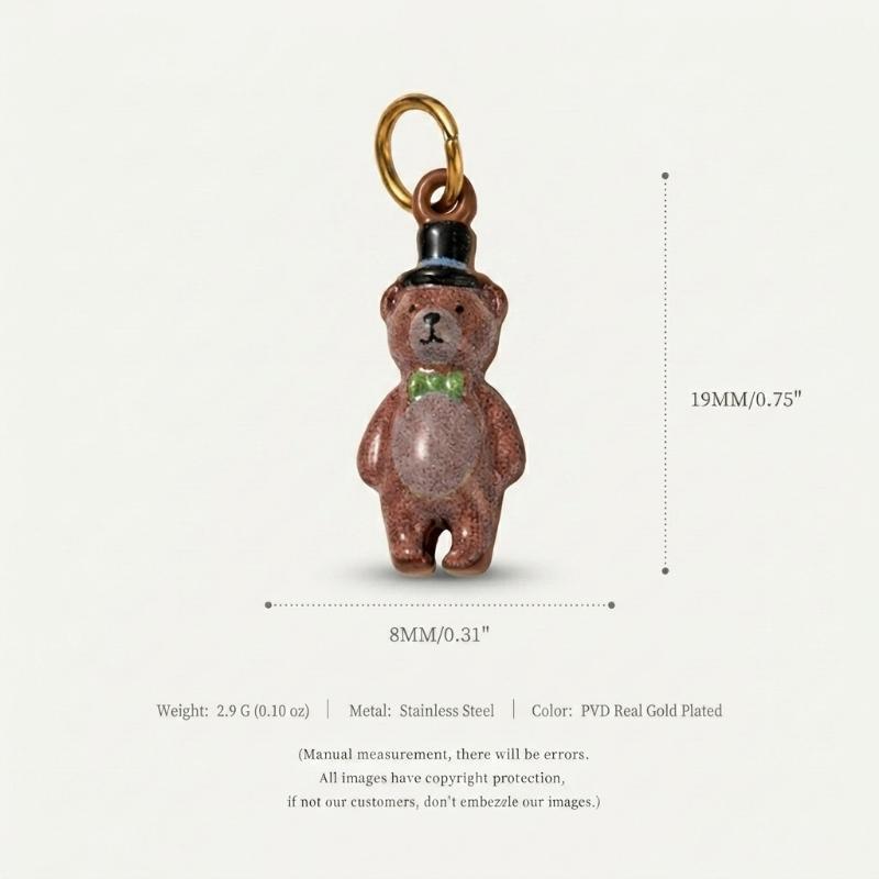 1Pcs Color Preserved Stainless Steel Diy Jewelry Necklace Bracelet Accessories Cartoon Owl Squirrel Hedgehog Charms Pendant