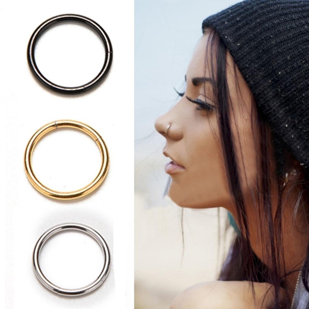 Простое кольцо обруч из нержавеющей стали для пирсинга носа. Диаметр 6/8/10 мм