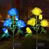 5 Head LED Solar Simulation Rose Flower Solar LED Light Garden Yard Lawn Night Lamp Landscape