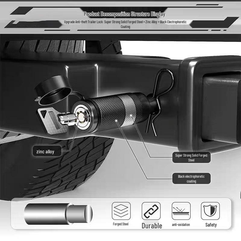 Универсальный фиксатор сцепного устройства Замок для фаркопа прицепа с антикоррозийным ремешком и 2 ключами для защиты от кражи