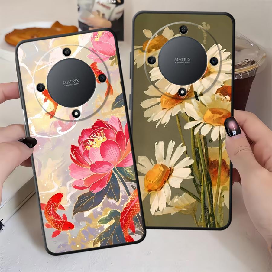 Чехол для телефона Funda для Honor 200 400 Lite X7 X6 8X X8 Magic5Lite X5b 70 90 X9a Масляная живопись Цветок