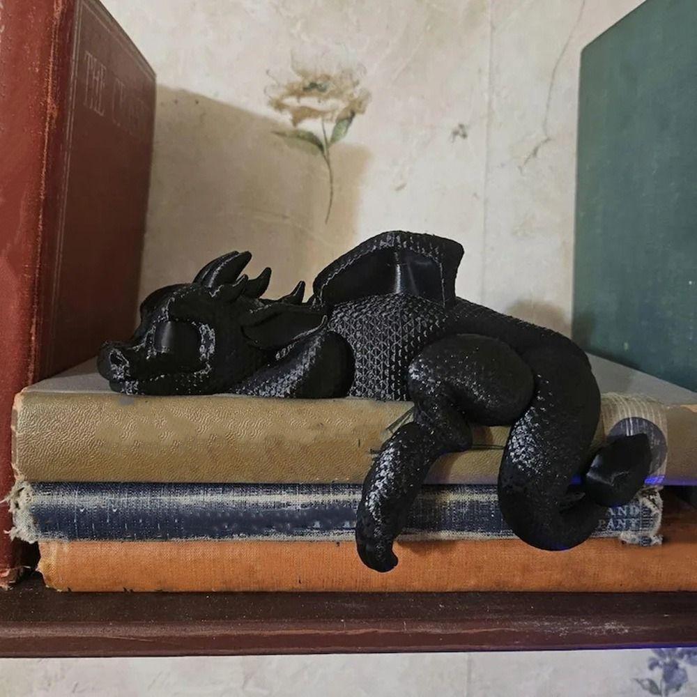 Decorative Sleeping Dragon Bookshelf 3D Printed Dragon Figurine Creative Dragon Ornament  Book