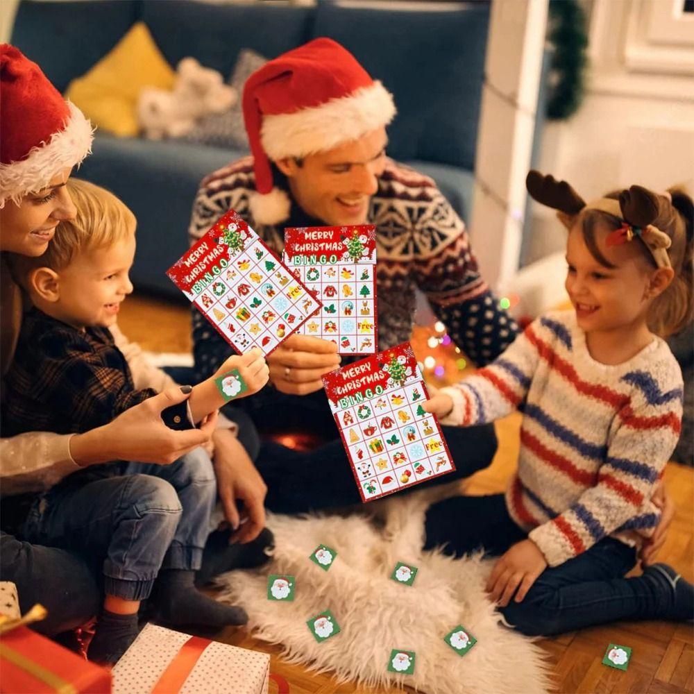 Reward Stickers Christmas Bingo Game Reusable Bingo Toys Set Children Gifts