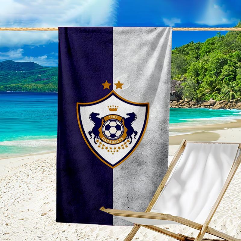 Qarabag Golden Crested Football Emblem Microfiber Beach Towel, Lightweight And Quick-Dry, for Summer Travel, Beach Essential, Swimming Pool