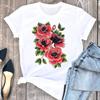 (Asian Size) Flower 90s Lovely Style Trend Tee Top Woman Female Short Sleeve Clothing Print Fashion Graphic T-shirts Women T Shirt